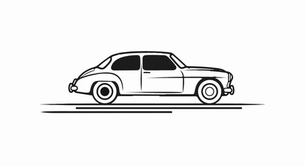 Fototapeta premium Minimalist line art of a vintage car in black and white