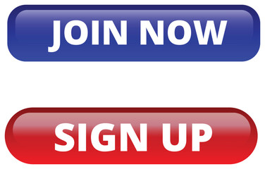 A graphic illustration of two colorful buttons with call-to-action text on a white background