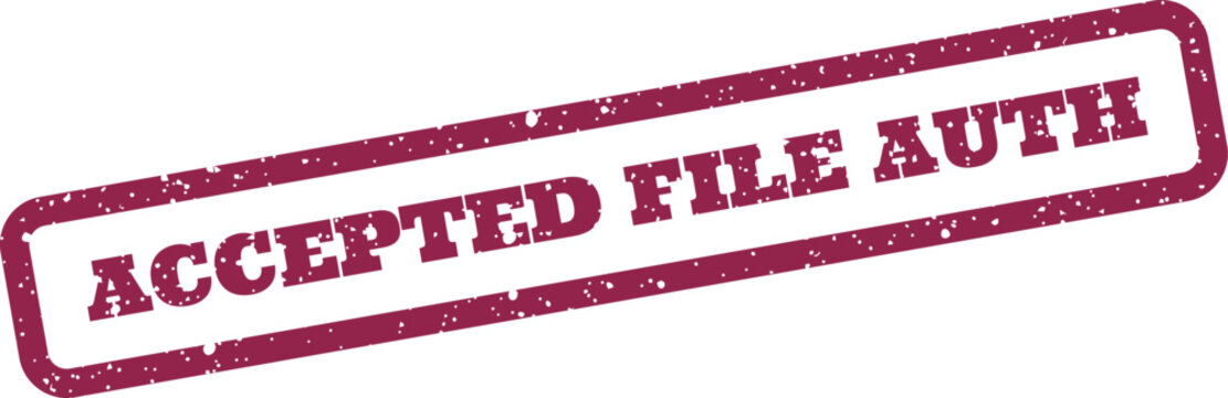Distressed rubber stamp effect indicating an accepted file with authorization for official business documents
