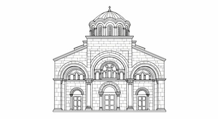 Obraz premium Ornate stone building with a central dome and arched entrances