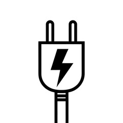 Obraz premium Electrical Plug Icon With Lightning Bolt Symbol