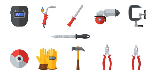 Obraz premium Set of construction tools icons illustration isolated