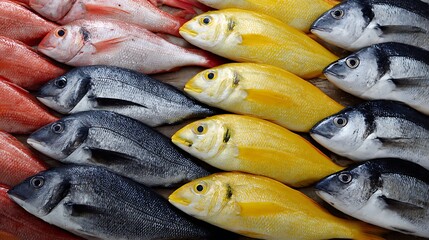Obraz premium Fresh market/ Fresh seafood at the fish market. Fish eatable colorful background