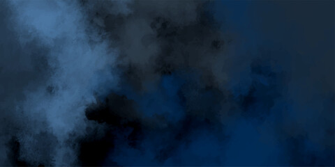 Abstract blue misty fog on isolated black background. Sea blue watercolor hand painted art. Polished concrete seamless texture background. Luxurious watercolor textures ondark blue paper background. © NoOne