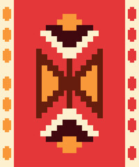Obraz premium Ethnic Folk Pattern Background with Traditional Geometric Tribal Motifs and Warm Earthy Tones. Illustration art. Vector