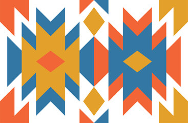 Fototapeta premium Ethnic Folk Pattern Background with Traditional Geometric Tribal Motifs and Warm Earthy Tones. Illustration art. Vector