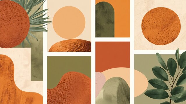 "Bold Minimalist Graphic Design for Mobile App UI in Terracotta and Olive Colors, Perfect for Modern Creative Visions"