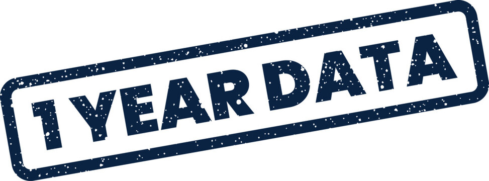 Grunge effect stamp featuring one year data text for record keeping and information validity