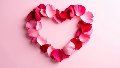 Creative floral heart arrangement using red and pink petals for a sweet Valentine's day theme