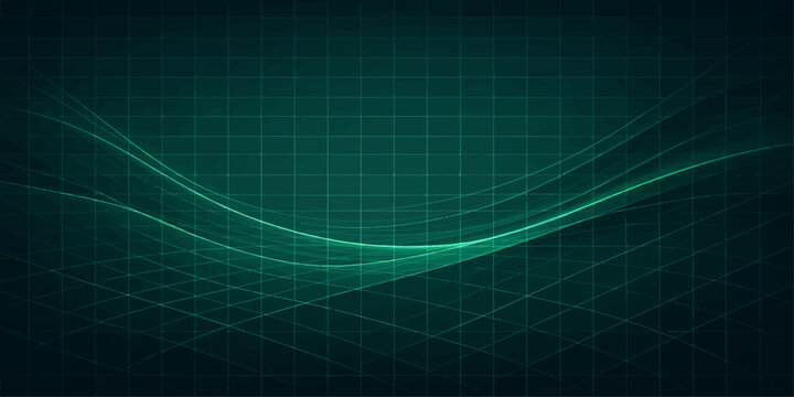 An abstract blue background with digital lines and light waves forming a medical heartbeat monitor pulse pattern for a modern technology cardiogram data chart illustration