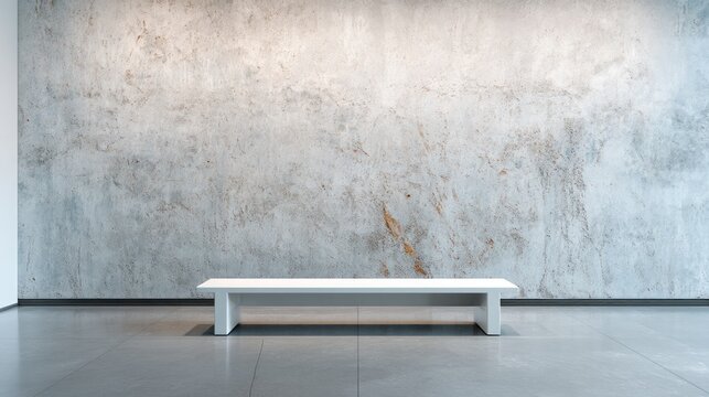 Minimalist white bench in modern interior