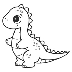 Obraz premium Cute Dinosaur Coloring Page – Adorable Baby Dino Line Art for Kids and Toddlers