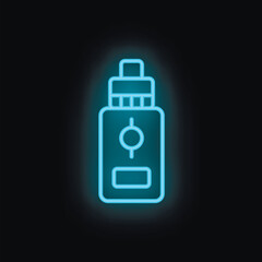 Obraz premium Blue neon icon of a vaporizer glowing on black background