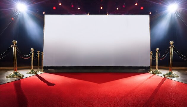 blank mockup of media wall backdrop next to red carpet brand representation in high profile events celebrities spotlight