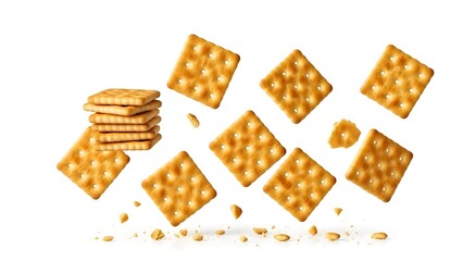 A stack of crackers are flying through the air