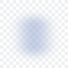 Blue halftone design on checker background