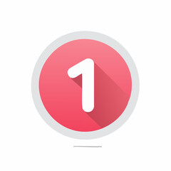 Number One Icon Simple Pink Circle Graphic Design, Digit Sign and Flat Design