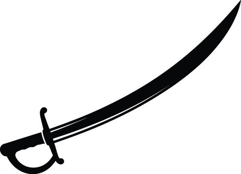 Pirate cutlass or saber with a distinct handguard. associated with historical maritime adventurers and swashbuckling characters.
