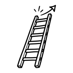 Hand-drawn ladder doodle with upward arrow symbolizing career growth and success