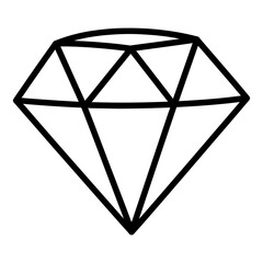Diamond line icon illustration in black outline style isolated on white background