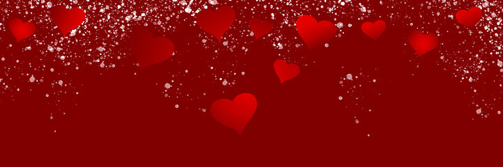 Beautiful dark red background with hearts and splashes for greeting cards.
