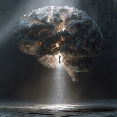 Abstract conceptual illustration of the brain as a secure vault