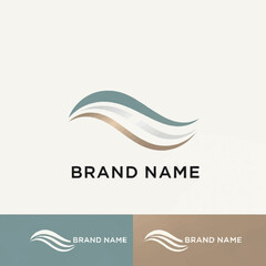 Fototapeta premium Modern wavy logo design template with brand name and color variations.
