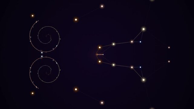 Constellation Patterns in Dark Night Sky.