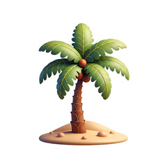 Fototapeta premium Palm Tree with Coconuts on Sandy Island.