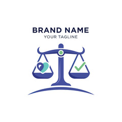 Blue Scales Balance Icon Logo Design.