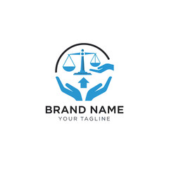 Logo with Scales and Hands Symbol.