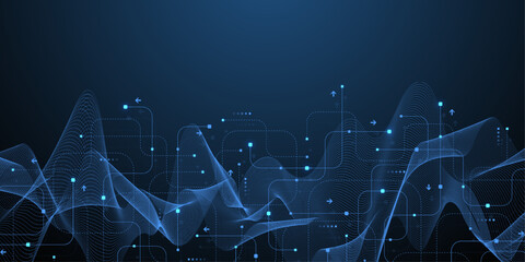 Motherboard technology circuit board background texture design. Creative idea AI banner concept for internet technology. Digital motherboard concept for poster, cover, banner, header, web template