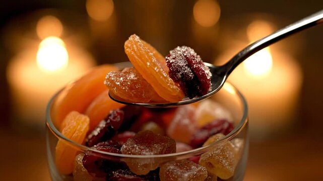 Dried Fruit Bowl Candlelight Spoon.