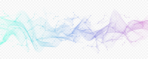 Modern digital technology background design with molecular plexus lines and dots. Futuristic network connection. Abstract mesh, big data technology, ai, science, cyberspace.