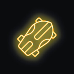 Obraz premium Neon sign showing a skateboard, glowing on a black background