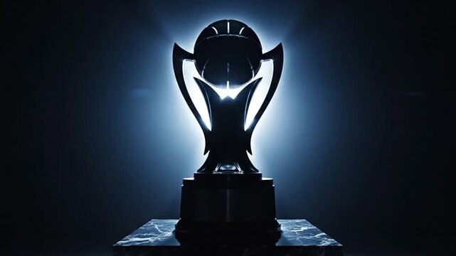 Trophy Silhouette with Spotlight on Pedestal.