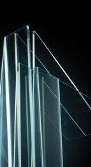 Crystalline light refraction through structured glass planes, illuminating a path toward definitive resolution and precise understanding ,future ,minimalist ,definitive