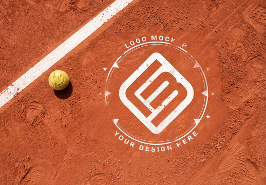 Clay Tennis Court Logo Mockup with Realistic Texture
