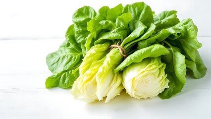 Fresh Lettuce Bunch on White Background