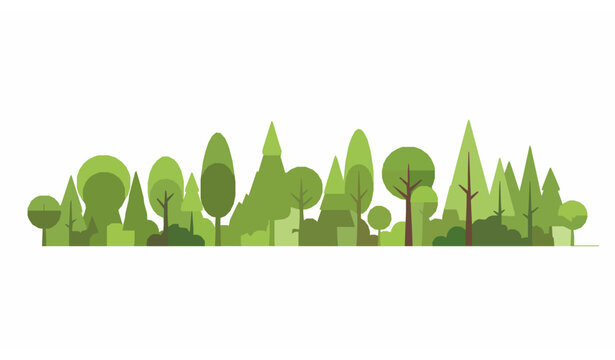 Modern flat forest border with stylized green trees and abstract woodland plant shapes vector