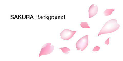 春に舞う桜の花びら背景、シンプルな日本のサクラ、ベクターイラスト素材