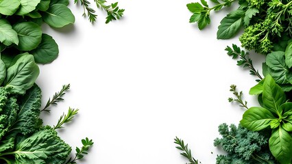 Vibrant Organic Greens Healthy Food Ingredients Flat Lay