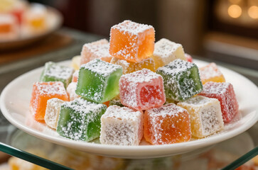 Colorful Turkish Delight Dessert for Ramadan Iftar