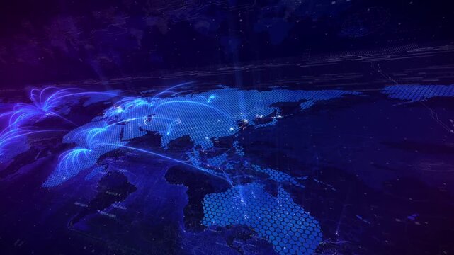 World map route. Animated world map.