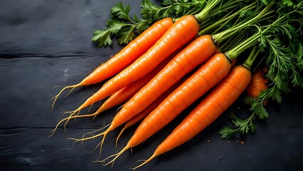 Farm Fresh Carrots Artfully Arranged on Rustic Wooden Background