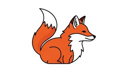 Obraz premium Cartoon fox illustration in orange and white colors against a white background