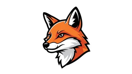 Obraz premium Stylized head of a fox in orange and white color vector illustration