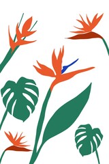 Fototapeta premium Floral abstract elements. Botanical composition. Modern trendy Matisse minimal style. Floral poster, invite. Vector arrangements for greeting card or invitation design 