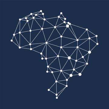 Brazil map. Abstract geometric map - connection mesh lines.