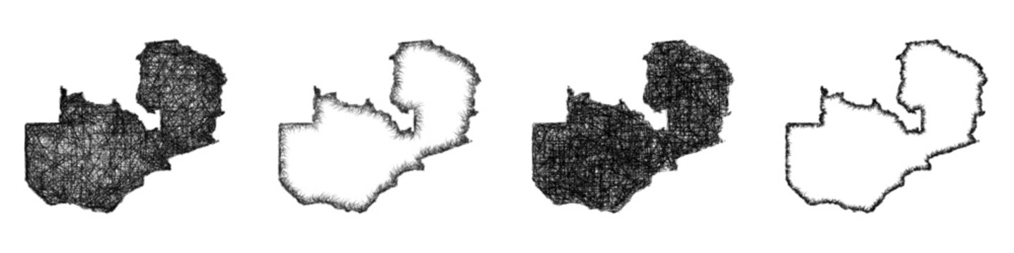 Sketch Zambia outline map design set